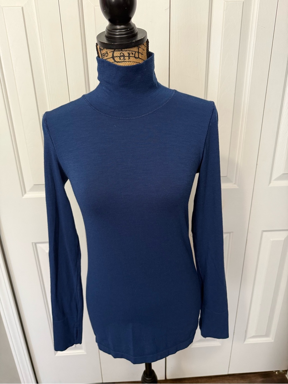 Athleta Blue Long-Sleeve Turtleneck Top